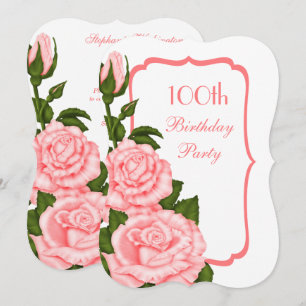 Convite Chic Canto Rosas Vermelhas Aniversário de 100 anos