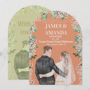 Convite Chic Casal Aquarela em Casamento dentro do Orçamen
