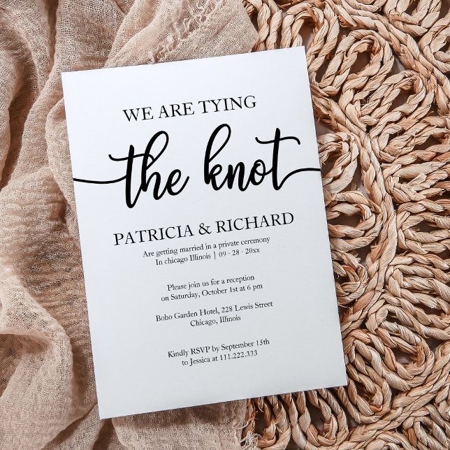 Convite Chic Casamento Fugitivo Caligrafia Preto E Branco (Criador carregado)