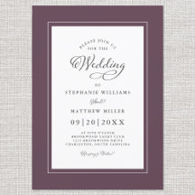 Chic Casamento Roxo Elegante Caligrafia Script    