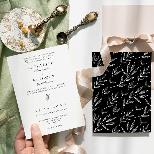 Convite Chic Católico Clássico Elegante Cristão Minimalist (Criador carregado)