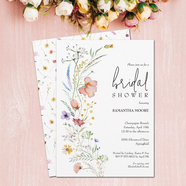 Convite Chic Chá de panela de flor selvagem (Chic wildflower bridal shower invitations - PRINTED and/or INSTANT DOWNLOAD)