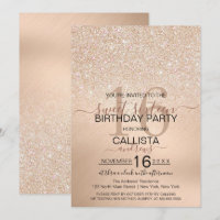 Chic Champagne Dourada Glitter Metálico Sweet 16