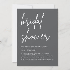 Convite Chic Charcoal Modern Bridal Shower Invitation