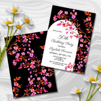 Chic Cherry Blossom Sakura Black White Birday