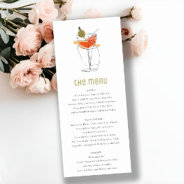 Convite Chic Cocktail Wine Line Drake Weding Menu Card