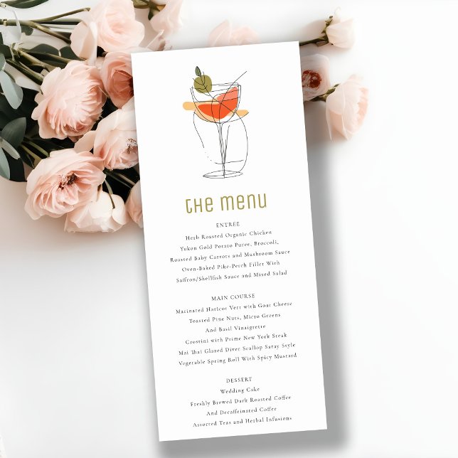 Convite Chic Cocktail Wine Line Drake Weding Menu Card (Criador carregado)