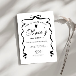 Convite Chic coquette Black Bow 16th Birthday Party