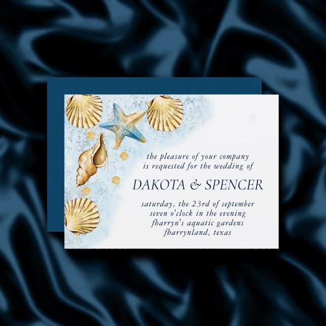 Convite Chic costal | Casamento de Recife de Coral Moderno (Criador carregado)