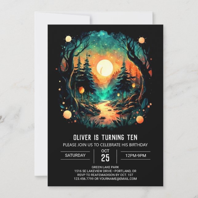 Convite Chic Cottagecore Encantado Aniversário (Frente)