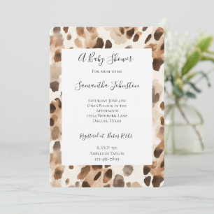 Convite Chic Cream Brown Leopardo Chá de fraldas impresso