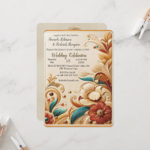 Convite Chic, Cremes Elegantes e textura de flores de cour