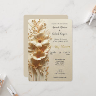Convite Chic, Cremes Elegantes e textura de flores de cour