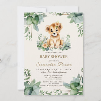 Convite Chic Cute Lioness Cub & Greenerescy Girl Shover