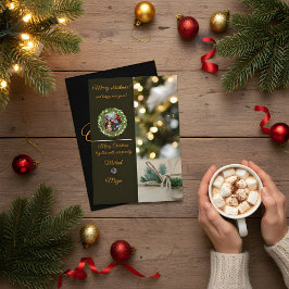 Convite Chic Dark Snowflake Christmas Photo Card