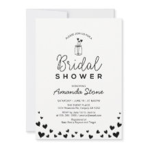 Chic de Coração e Pote de Mason Preto para Chá de 