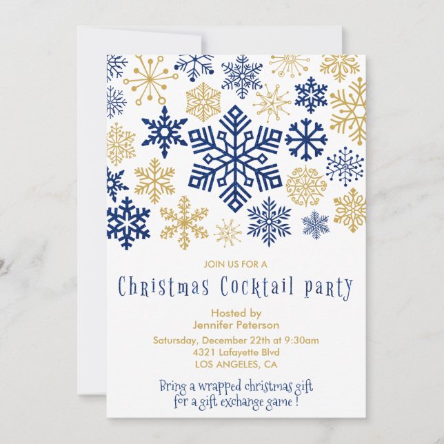 Convite Chic de Festa de Natal com Coquetel e Floc (Frente)