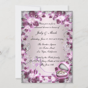 Convite Chic de Jantar de Ensaios Floral Roxo da M