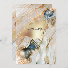 Convite Chic de ouro aquarela com casca náutica