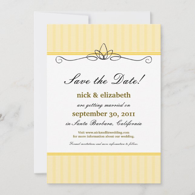 Convite Chic Deco Salve a Data (amarelo limão) (Frente)