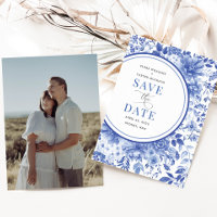 Chic Delft Blue Chinoiserie Casamento Salve a Data