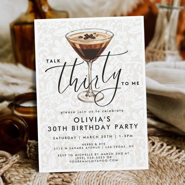 Convite Chic Dirty Espresso Martini “Fale Trinta para Mim” (Criador carregado)