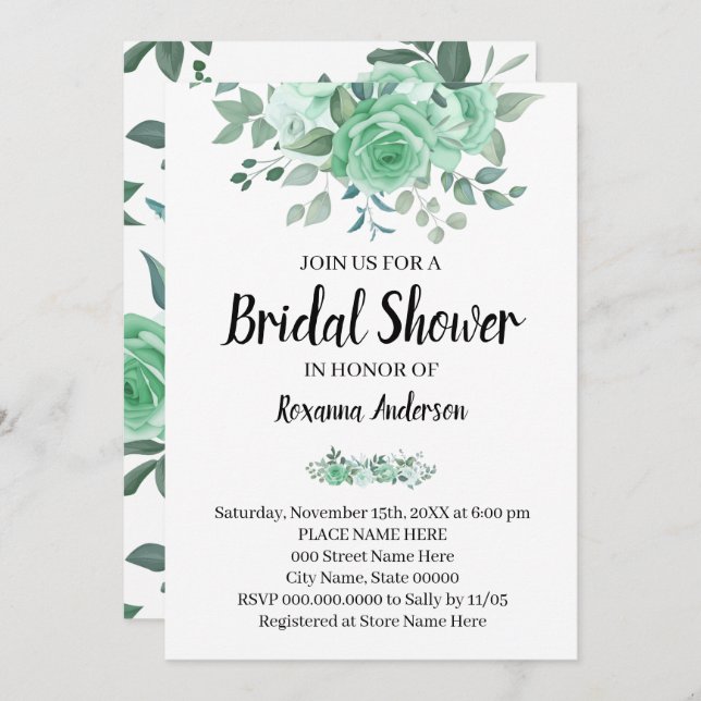 Convite Chic do País do Chá de panela Verde (Frente/Verso)