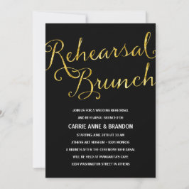 Convite Chic Dourado e Black Retest Brunch