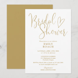 Convite Chic Dourado Moderno Chuveiro de Noiva Elegante Le