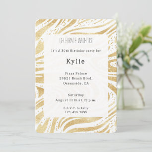 Convite Chic Dourado Swirls Birthday