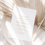 Convite Chic Dourado Typografia Bat Mitzvah<br><div class="desc">Esta tipografia de ouro-chico Bat Mitzvah é o convite perfeito para um morcego mitzvah moderno. O simples design apresenta ouro minimalista clássico e tipografia branca com um toque rústico. Personalizável em qualquer cor. Mantenha o design mínimo e elegante, como está, ou personalize-o adicionando seus próprios gráficos e trabalhos de arte....</div>