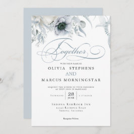 Convite Chic Dusty Blue Floral Elegante