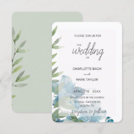 Convite Chic Dusty Blue Watercolor Floral