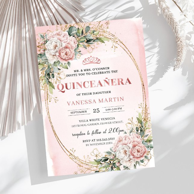 Convite Chic Dusty Pink Floral Eucalyptus Quince Invites (Chic Dusty Pink Floral Eucalyptus Quince Invitation)