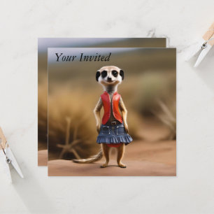 Convite Chic e Na moda: Meerkat Girl in Skirt and Jaqueta