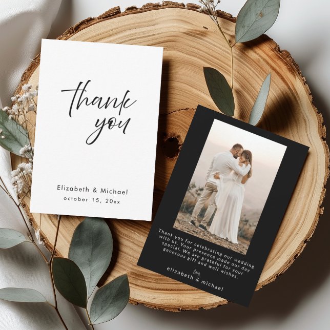 Convite Chic Elegant Black Tie Wedding Thank You Card (Criador carregado)