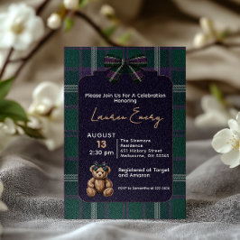 Convite Chic elegant fancy bear baby shower invitation