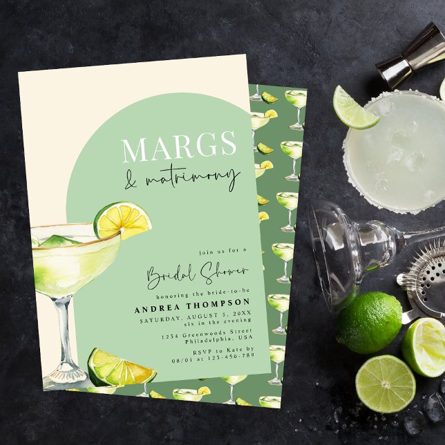Convite Chic Elegant Margs e Matrimony Chá de panela (Criador carregado)
