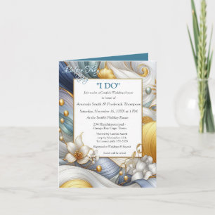 Convite Chic Elegant Swirls in Dourado, Silver, Blue, Yell