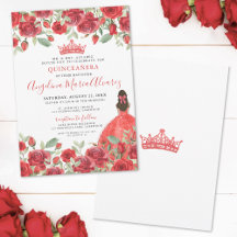 Chic Elegante Rosas Vermelhas Quinceanera