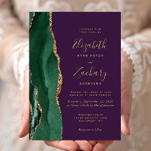 Chic Emerald Green Dourado Agate Purple Casamento