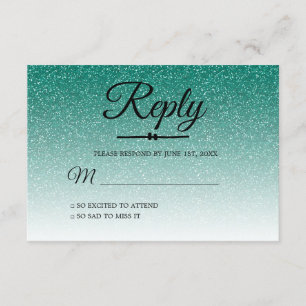 Convite Chic Emerald Green Ombre Sweet 16 RSVP