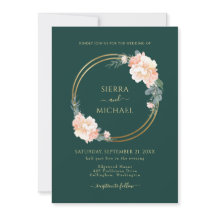 Chic Emerald Green Rings Blush Floral Casamento Do