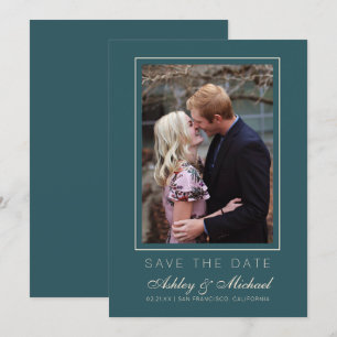 Convite Chic Esmeralda Marfim Foto Casamento Save The Date