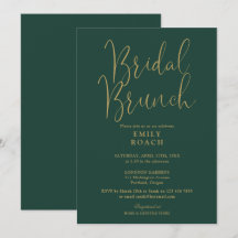 Chic Esmeralda Verde Dourado Script Buquê de Noiva