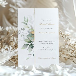 Convite Chic Eucalyptus e Chá de panela Dourado