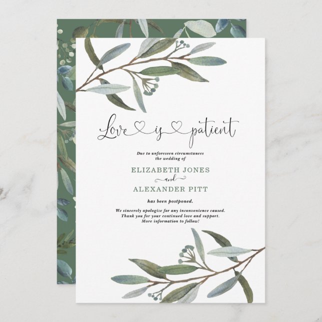 Convite Chic Eucalyptus Greenery Love é Casamento do Pacie (Frente/Verso)