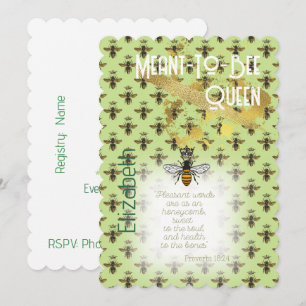 Convite Chic Fé Lime Verde Abelha Matrix Rainha Ouro