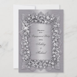 Convite chic festa de noivado prateada da moda 3d do luxo