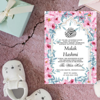 Convite Chic Floral Baby Girl Islamic Aqiqa Aqeqah